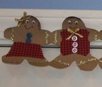 paper dolls - gingerbread Christmas garland - easy kids craft